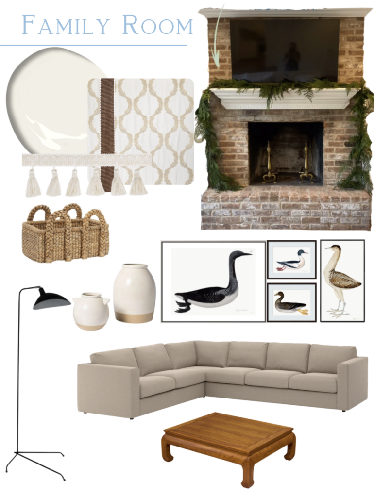 Vision Board for the Family Room of a Colonial Style Home